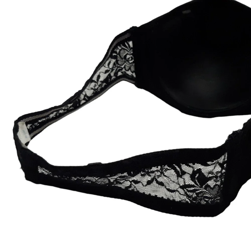 Rene Rofe Bra 36B Black Strapless Floral Lace Padded Underwired‎ Womens - Picture 9 of 11